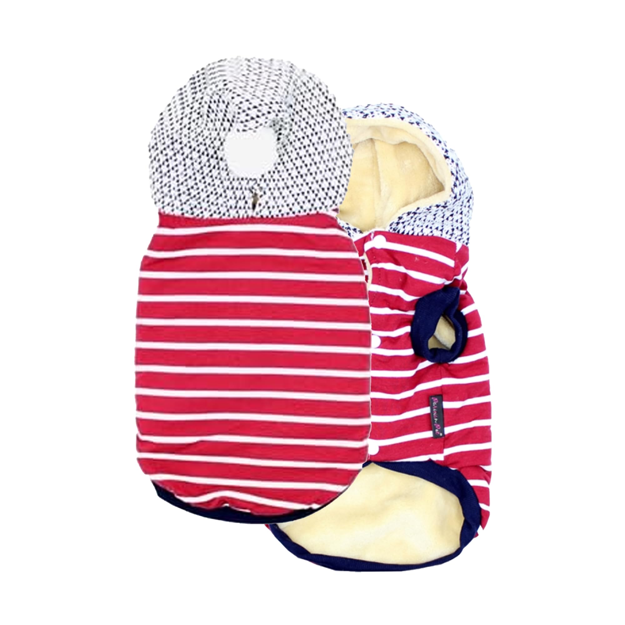 Parisian Pet Basic Dog Hoodie - Lightweight Red Striped Pom Pom Hoodie Sweatshirt - Pullover For Large Dogs With Leash Hole And